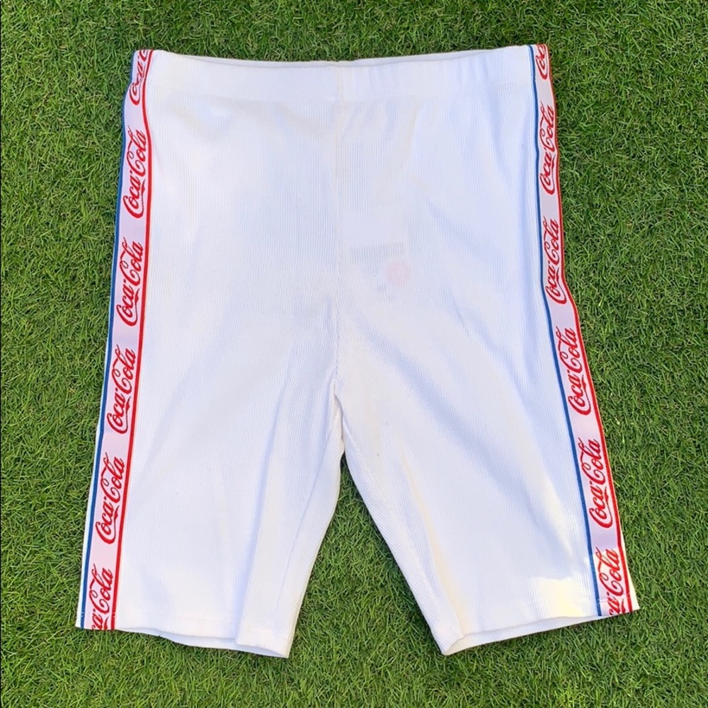 NWT Forever21 White Ribbed Coca-Cola Legging Shorts